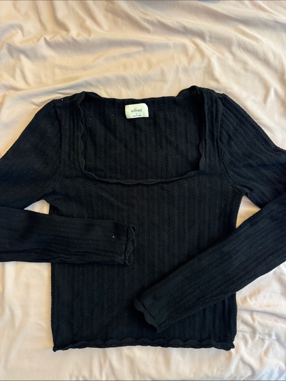Wilfred Black Long-Sleeve Square Neck Knit Top